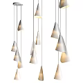Multiple Modern White Conical Pendant Lights Hanging As Decorative Ceiling Lighting Fixture 3d model