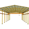 Industrial Equipment Steel Structure Shed With Yellow Supporting Frame And Metal Beams