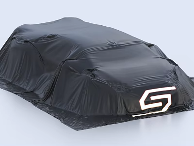 Full Black Car Cover With White S Logo Protecting Vehicle Exterior Body 3d model
