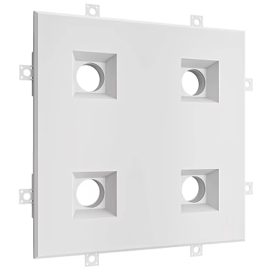 White Square Panel With Four Recessed Circular Lighting Holes Design 3d model