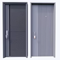 Modern Security Doors with Dark and Light Gray Minimalist Design and Vertical Striped Pattern 3d model