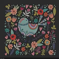 Vibrant Decorative Bird Artwork With Colorful Flowers Leaves And Hearts