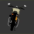 Cream And Black Retro Motorcycle With Single Seat Round Headlight And Rugged Wheels
