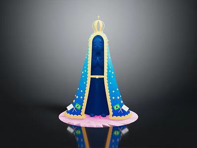 Game Movie Character in Blue Cloak with Golden Decor Star Patterns Green Accents and Pink Base 3d model