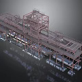 Industrial Building Steel Frame Structure With Multi Level Platforms And Support Columns