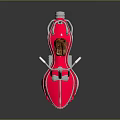 Red Vintage Water Vehicle With Transparent Windshield Brown Cushioned Seat And Chromed Metal Frame