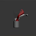 Dynamic Liquid Metal Sculptures In Silver Blue Red With Black Cylindrical Bases And Reflective Surfaces