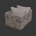 Wooden Crate With Light Colored Cushions For Home Decor And Living Room Use