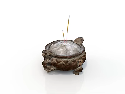 Traditional Incense Burner with Three Legs and Patterns for Daily Use Items 3d model