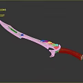 Decorative Medieval Sword With Engraved Metal Blade And Brown Wooden Handle
