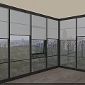 Modern Floor to Ceiling Windows in Bright Interior with City Skyline and Green Park View