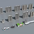 High Rise Residential Buildings with Multiple Units and Supporting Facilities in Regular Layout 3d model