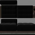 Modern Black Sectional Sofa With Wooden Base And Comfortable Design 3d model