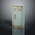 Vintage Rustic Metal Locker With Light Blue Finish And Ventilation Grilles