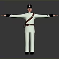 Man in White Uniform With Black Hat and Red Sash Arms Outstretched 3d model