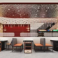 Modern Hotpot Restaurant Interior With Open Layout Pendant Lights Seating And Red Decorations