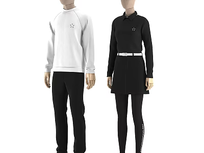 Man Wearing White Long Sleeve Sweater And Black Pants Casual Fashion Outfit 3d model