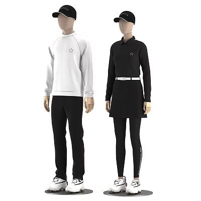 Man Wearing White Long Sleeve Sweater And Black Pants Casual Fashion Outfit 3d model
