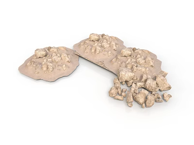 Modern Decorative Natural Stone Pieces With Textured Surfaces And Various Shapes 3d model