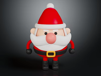 Cute Santa Claus Toy Figure With Red Hat White Beard Pink Nose And Black Boots 3d model