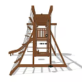 Outdoor Wooden Playground Equipment with Slide Swings Climbing Ladder and Tower