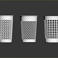 Three White Storage Baskets with Different Hollow Out Patterns for Home Organizing 3d model