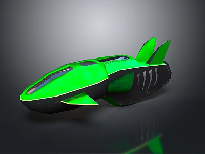 Futuristic Green Spacecraft With Sleek Aerodynamic Design For Cosmic Exploration 3d model