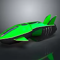 Futuristic Green Spacecraft With Sleek Aerodynamic Design For Cosmic Exploration