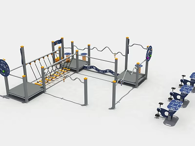 Multifunctional Outdoor Sports Equipment With Rope Climbing Net Ropes And Fitness Seats 3d model