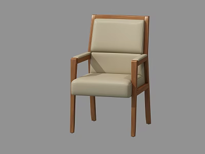 Modern Armchair With Beige Upholstery And Wooden Frame For Living Space 3d model