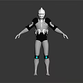 Futuristic Sci Fi Robot Character With Metallic Armor And Blue Glowing Joints