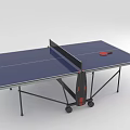 Blue Portable Ping Pong Table With Wheels Paddle And Sturdy Frame 3d model