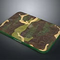 Cabin Camouflage Outdoor Mat With Green Brown Beige Pattern For Camping Use