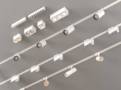 Modern White Downlights And Spotlights Track Lighting Various Styles For Home 3d model
