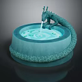 Decorative Dragon Shaped Garden Ornament Fountain With Circular Pool And Water Drops