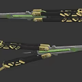 Double Butterfly Knife Weapon With Black Gold Accents And Green Glowing Blade Design