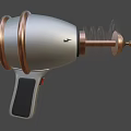 Futuristic Sci Fi Handheld Weapon With Silver Orange Circular Components And Energy Ring Design 3d model