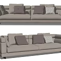 Modern Light Gray Fabric Two Seater Sofa With Dark Gray And Patterned Decorative Pillows 3d model