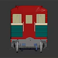 Red And Green Toy Train Model With Carriage Windows And Wheels Design