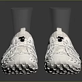 White Everyday Casual Shoes With Knit Mesh Upper Gray Heel And Textured Sole