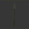 Green Vintage Street Lamp With Ornate Metal Post And Decorative Design