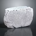 Decorative Stone with Intricate Spiral Carvings and Wooden Stand Display Piece