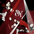 Red Themed Wedding Stage Decor With Musical Note And White Red Flowers