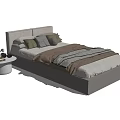 Modern Single Bed Interior With Gray Headboard Storage Drawers And Cozy Bedding 3d model