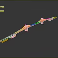 3D Suspension Bridge Model with Tower Cable Deck Structure and Reflection