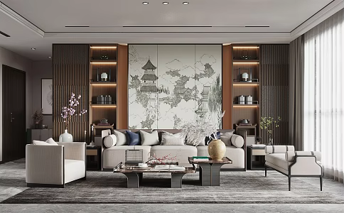 New Chinese Living Room 3d model