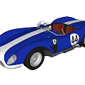 Classic Blue Convertible Race Car With Number 44 And White Accents