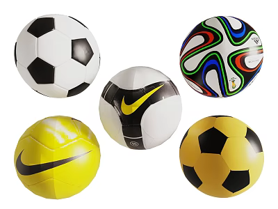 Sports Equipment Various Soccer Balls With Colorful Patterns And Classic Designs 3d model