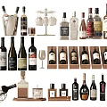 Modern wine bottle combination 3d model