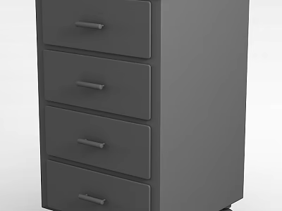 Metal Gray Storage Cabinet With Multiple Drawers On Wheels Modern Simple Style 3d model